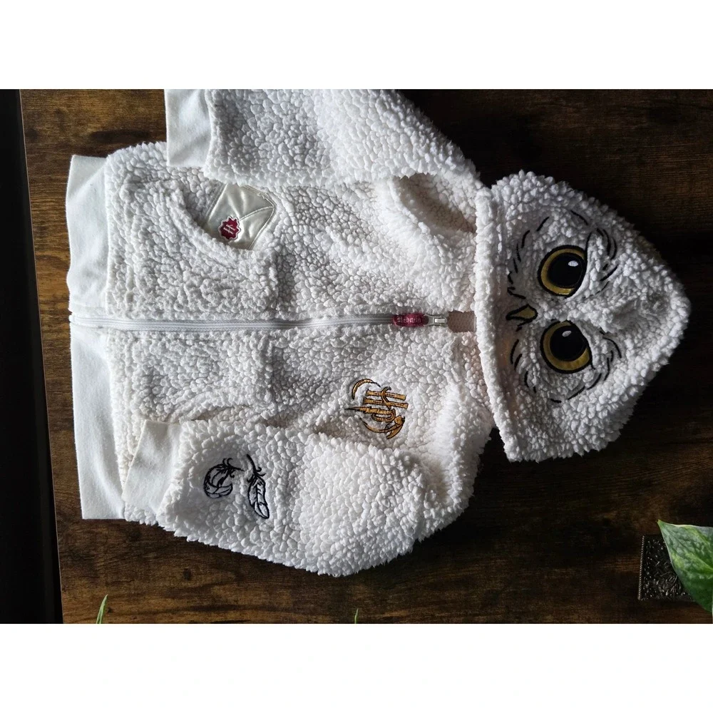 Harry Potter Hedwig Sherpa Fleece Hoodie Toddler 2T White Owl Zip Up Jacket